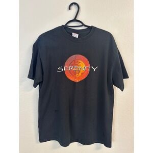 Serenity Movie Promo T-Shirt Mens Large Black Firefly Sci-Fi‎ 2005 Gildan Heavy